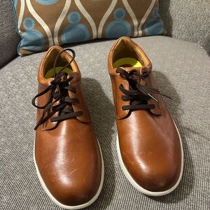Florsheim Brown Leather Derby Sneakers with White Soles Steeltoed